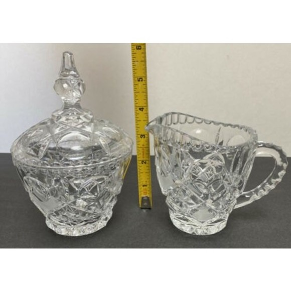 Clear & Matte Glass Creamer and Sugar with Lid‎ Set - Picture 9 of 11